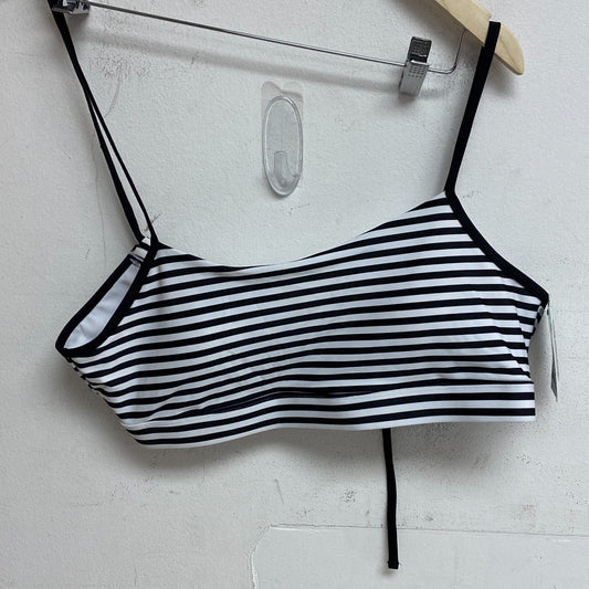 DSG Women's Swim Strappy Back Bikini Top Even Stripe Black/ White DSW2784 New!