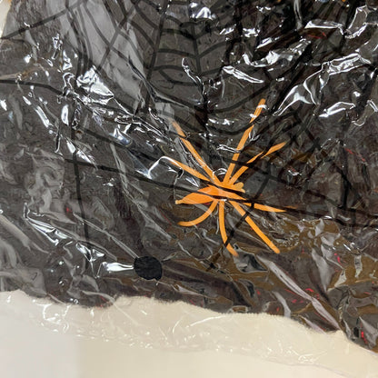 Stretchable Spider Web Decoration Black w/ Orange Spider Accents