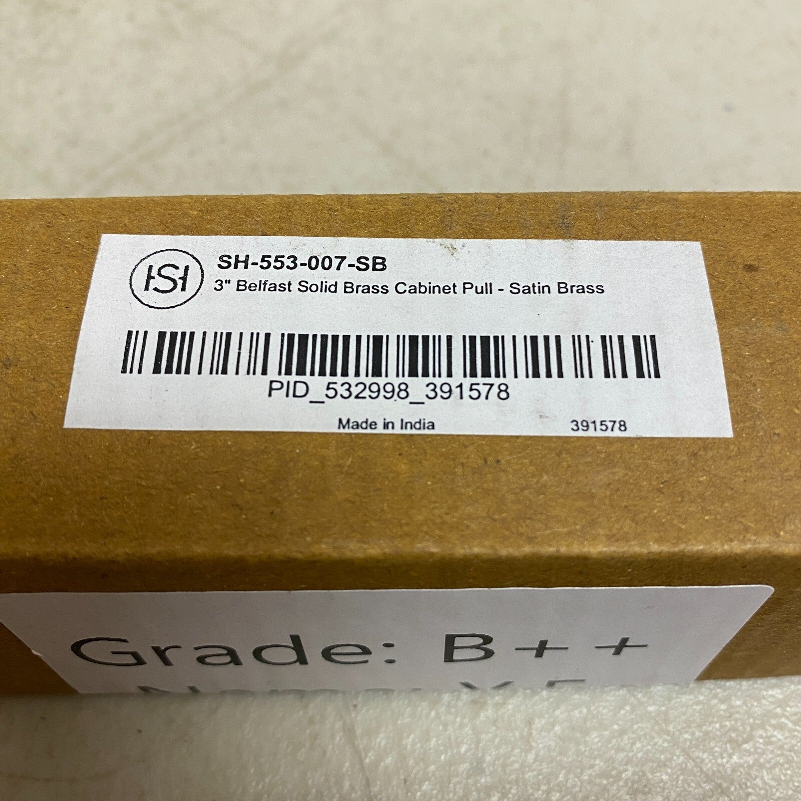 Signature Hardware 3" Belfast Solid Brass Cabinet Pull - Satin Brass