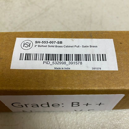 Signature Hardware 3" Belfast Solid Brass Cabinet Pull - Satin Brass