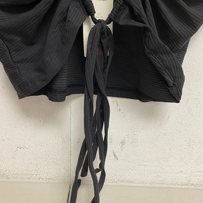 Calia Womens Open Back Strppy Tie Tee Pure Black Short Sleeve Solid WAX11274