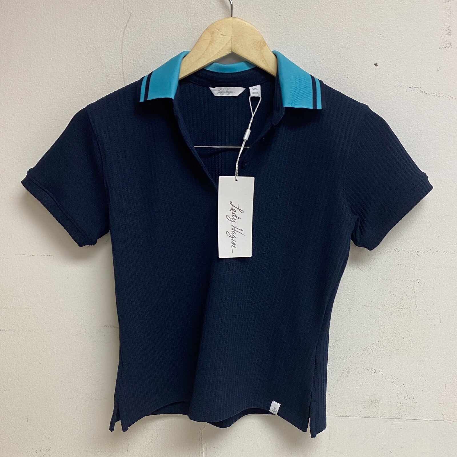 Lady Hagen Women's Contrast Short Sleeve Polo Navy Blazer WGH11471