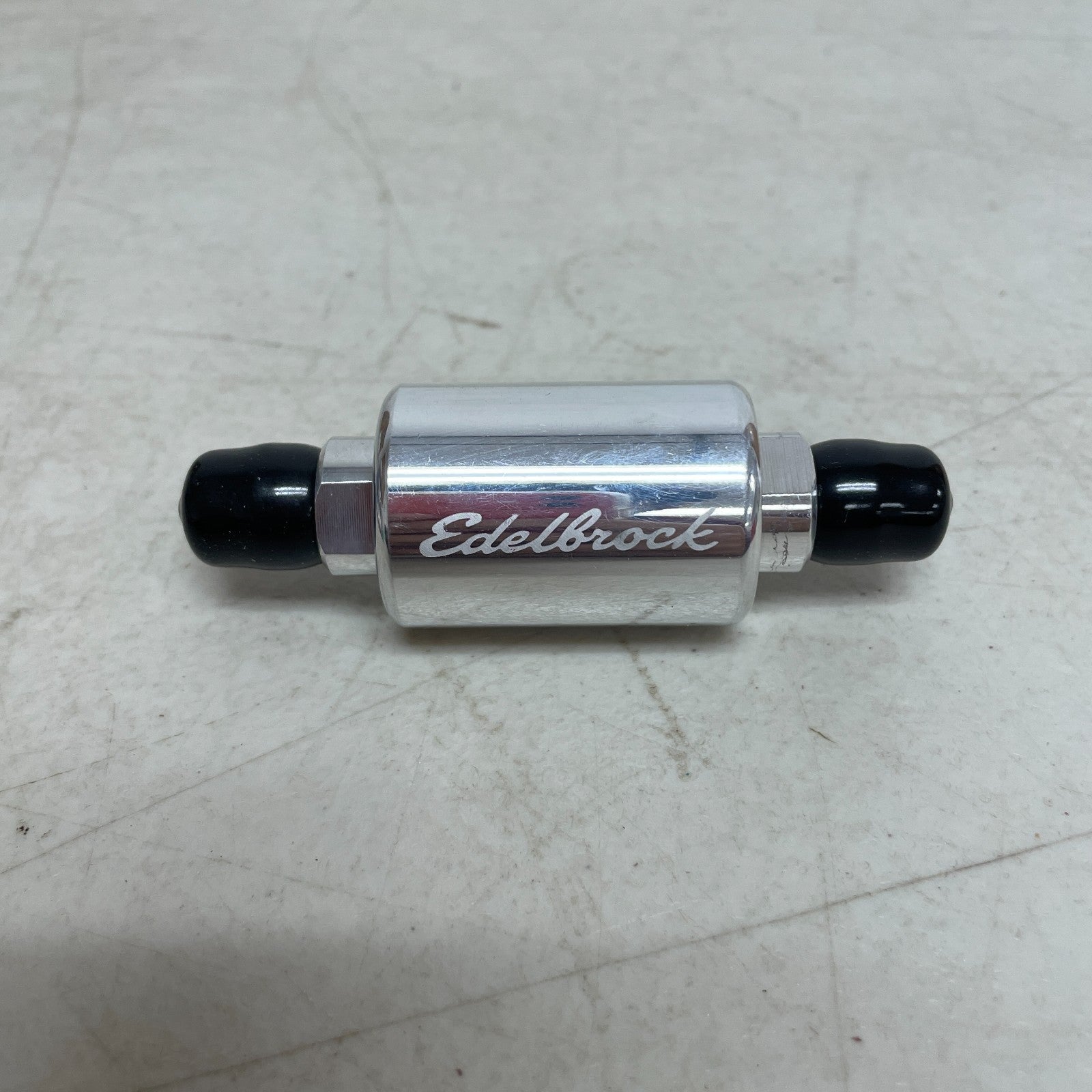 Edelbrock 8129 Polished Aluminum Inline Fuel Filter 3/8" Barb 40 Micron Element
