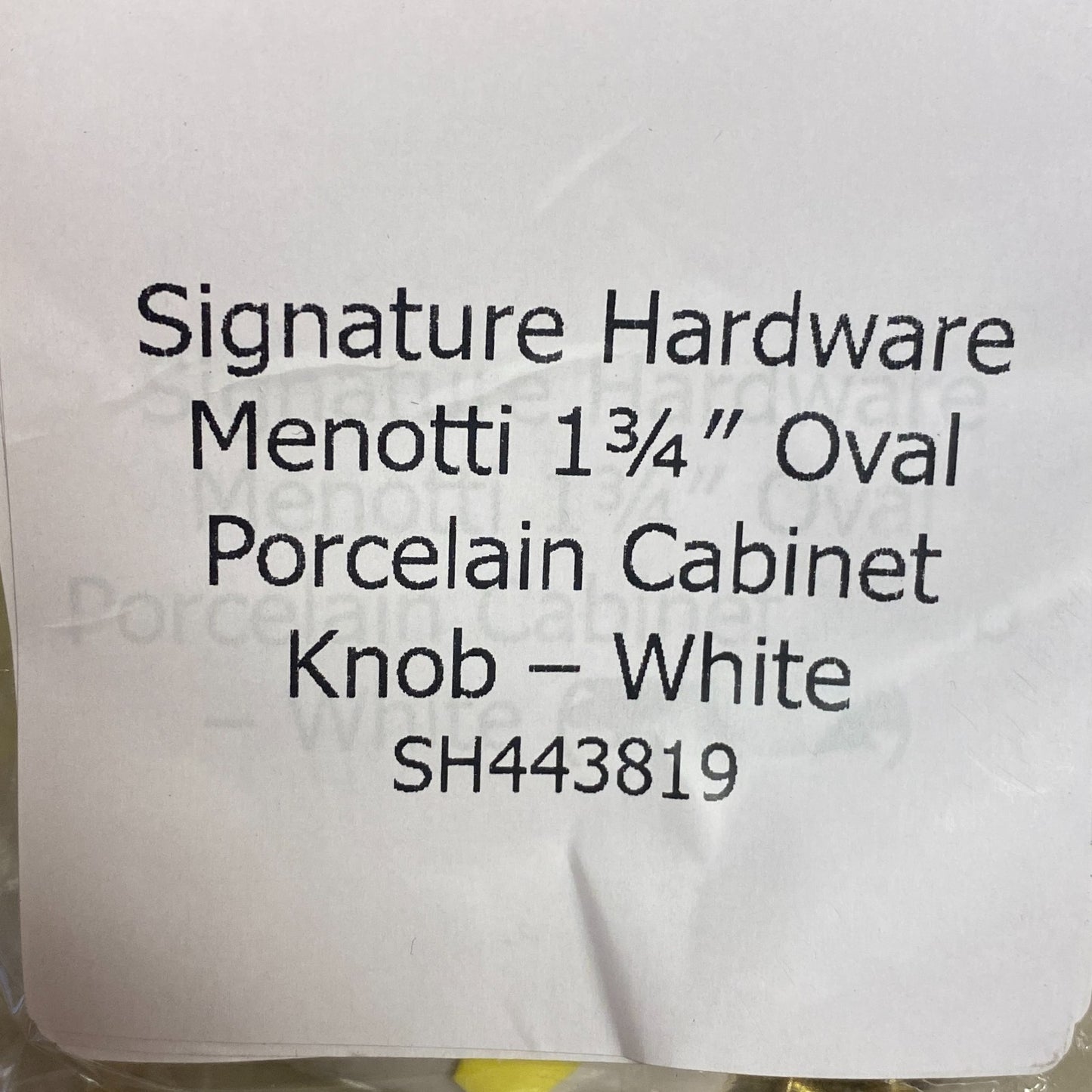 Signature Hardware Menotti 1¾″ Oval Porcelain Cabinet Knob White