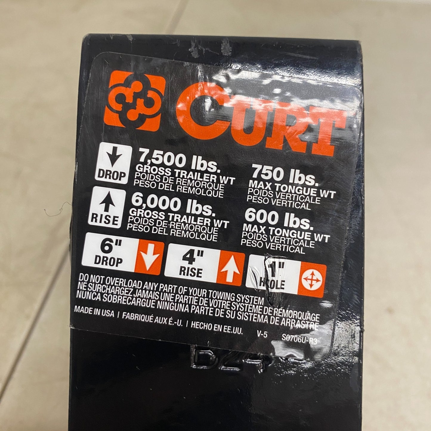 CURT 45080 Class 3 Trailer Hitch Ball Mount 2" Receiver 6" Drop 7500 lbs