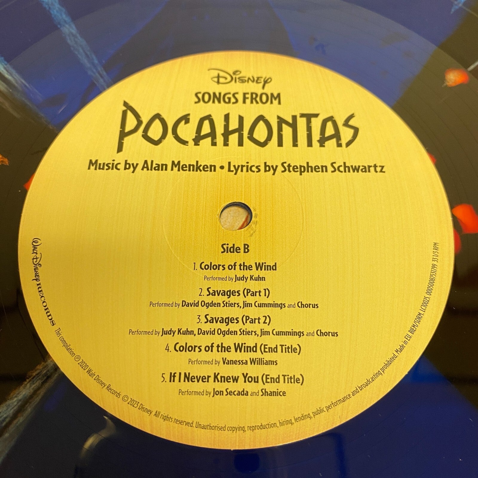 Disney Songs From Pocahontas Orignal Soundtrack vinyl