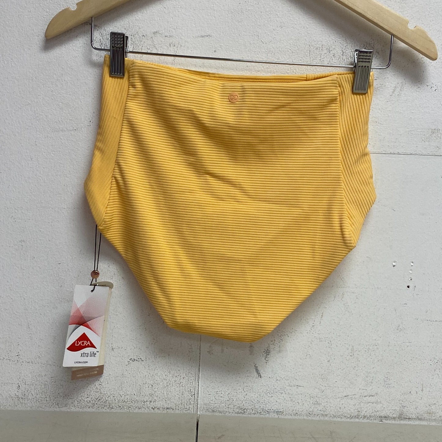 Calia Women's Tummy Control Bikini High Rise Rib Swim Bottom Sunrise Orange