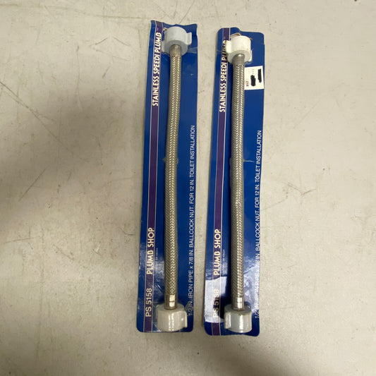 2x Plumb Toilet Connector PS5158 1/2in Iron Pipe x 7/8in Plastic Ballcock 12"