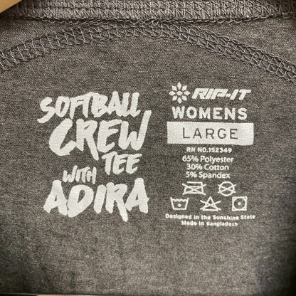 RIP-IT Woman's  Short Sleeve Crew Tee with Adira Plain Dark Grey BQ9776