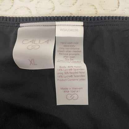 Calia Womenâs Novelty Mid Rise Swim Bottom Pure Black Bikini WSA22411N