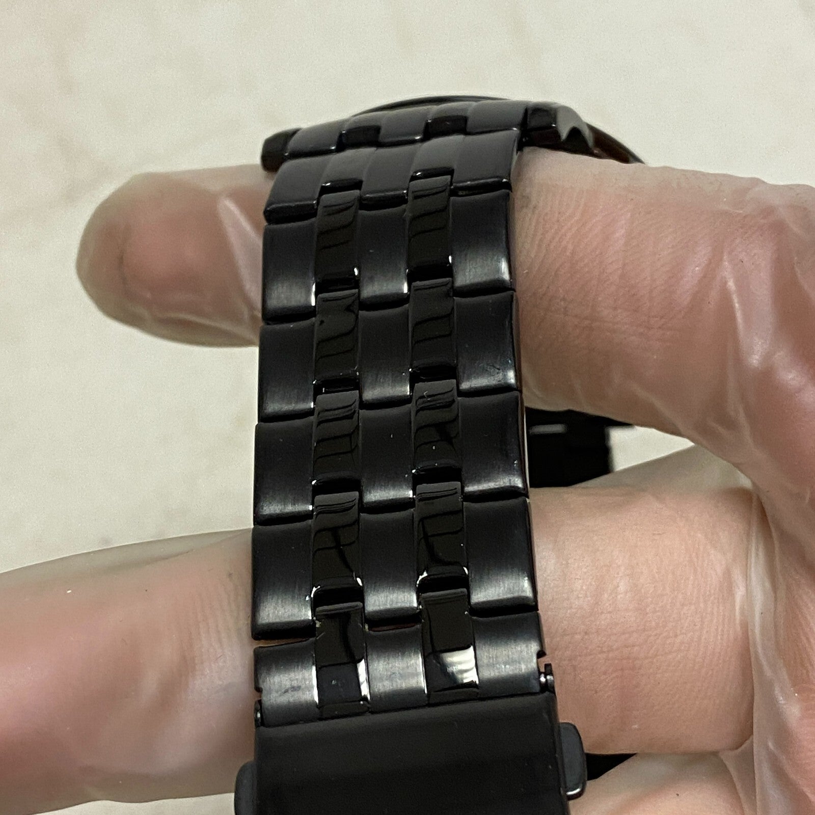 Armitron Steel Watch Men 42mm Black Round Dial 50M Stainless 6.5" 20/4962TI