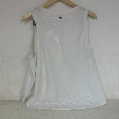 CALIA Womenâs High-Low Mesh Tank Top Pure White WAX31209 Sleeveless Activewear