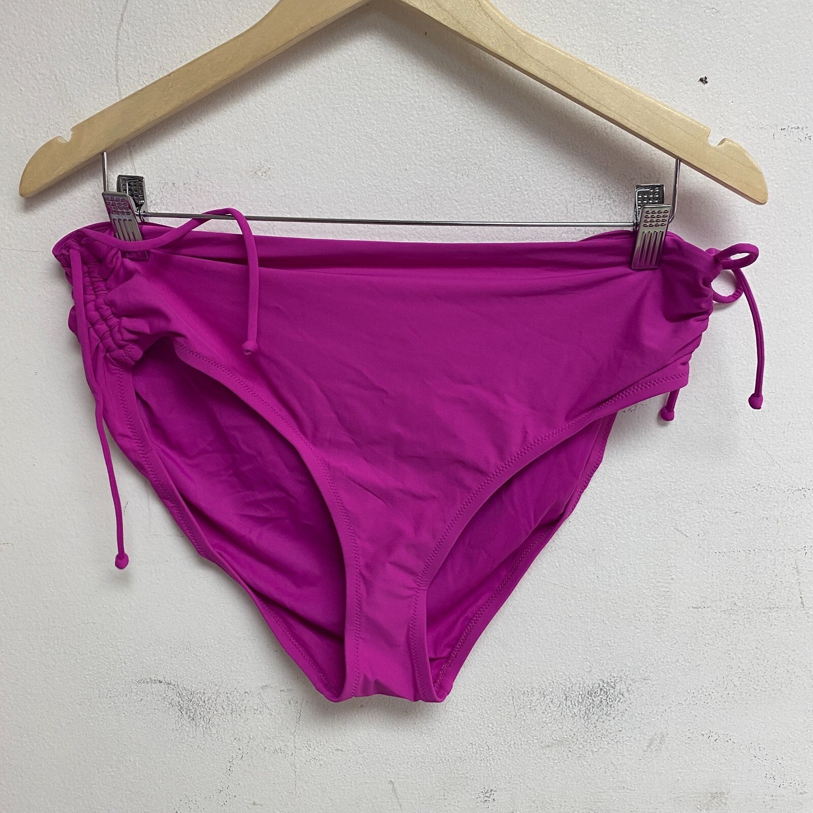 Calia Women's Swim Collection Adjustable Ruched Rise Bikini Bottom Lush Berry