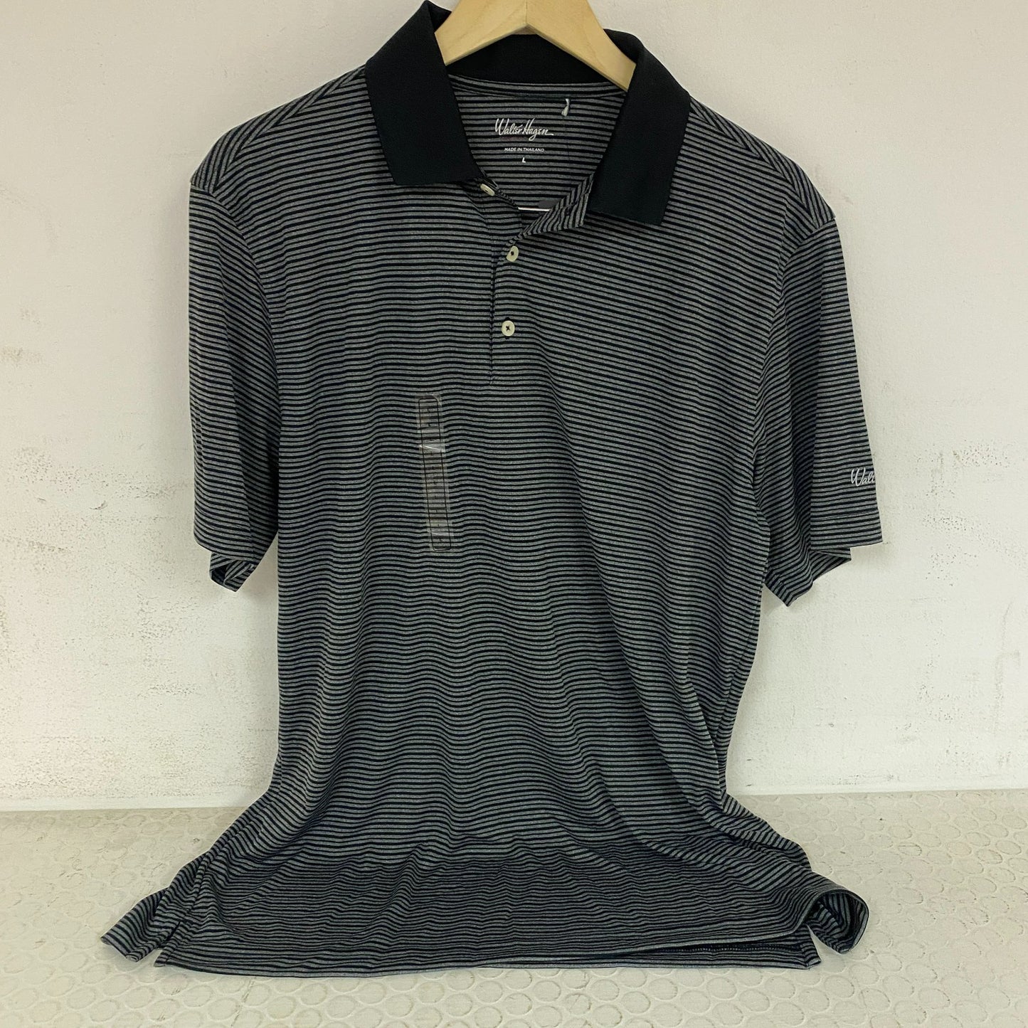 Walter Hagen Essentials Stripe Golf Polo Shirt Black MGA11371N