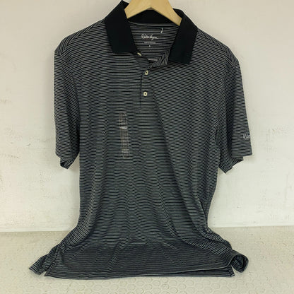 Walter Hagen Essentials Stripe Golf Polo Shirt Black MGA11371N