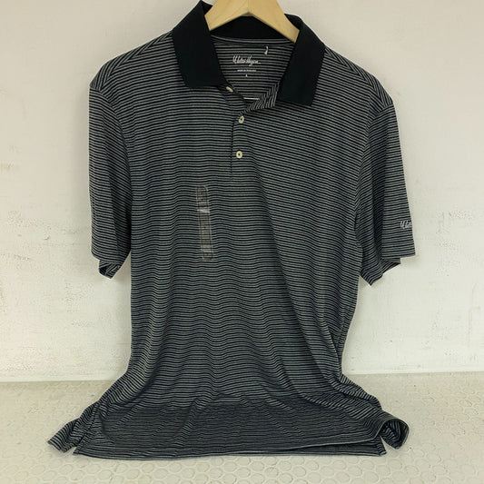 Walter Hagen Essentials Stripe Golf Polo Shirt Black MGA11371N