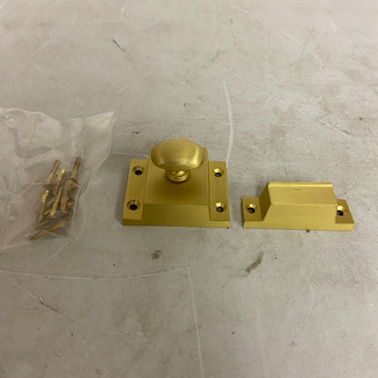 SIGNATURE HARDWARE PITKIN BRASS CABINET LATCHES WITH OVAL KNOB- SATIN BRASS