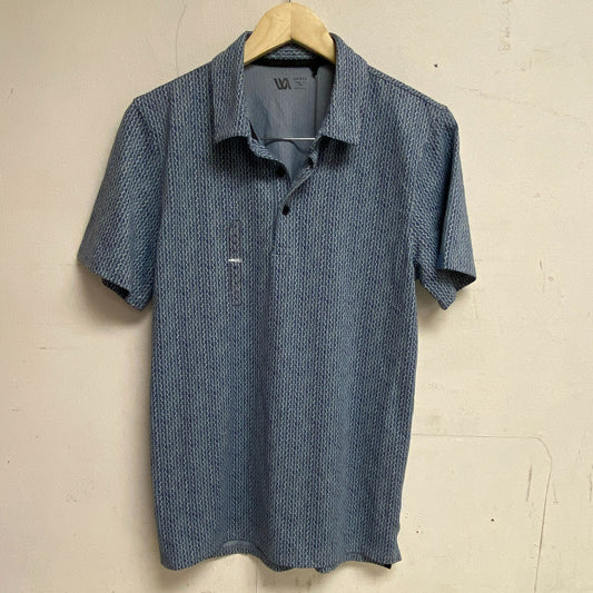 VRST Mens Geo Pique Print Polo Geo Navy Short Sleeve Summer Stylish MVG10016