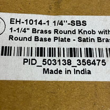 Signature Hardware 1-1/4" Brass Round Knob with Beveled Round Base Plate SB