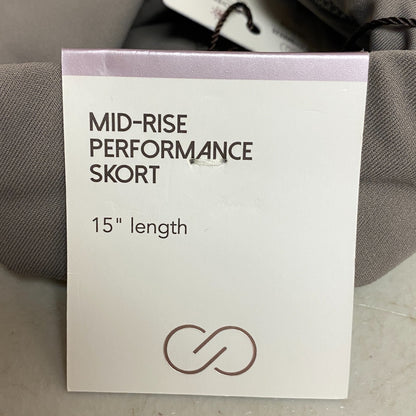 CALIA Women's 15" Mid Rise Performance Relaxed Fit Skort Dark Grey WAX12379 New