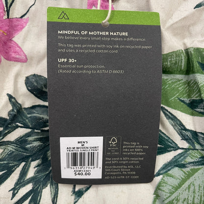 Alpine Design Menâs Woven Shirt Painted Jungle Print ADM13301 NWT New