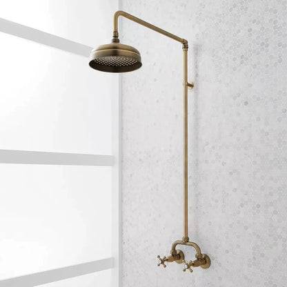Signature Hardware Baudette Exposed Pipe Wall-Mount Shower with Rainfall Shower