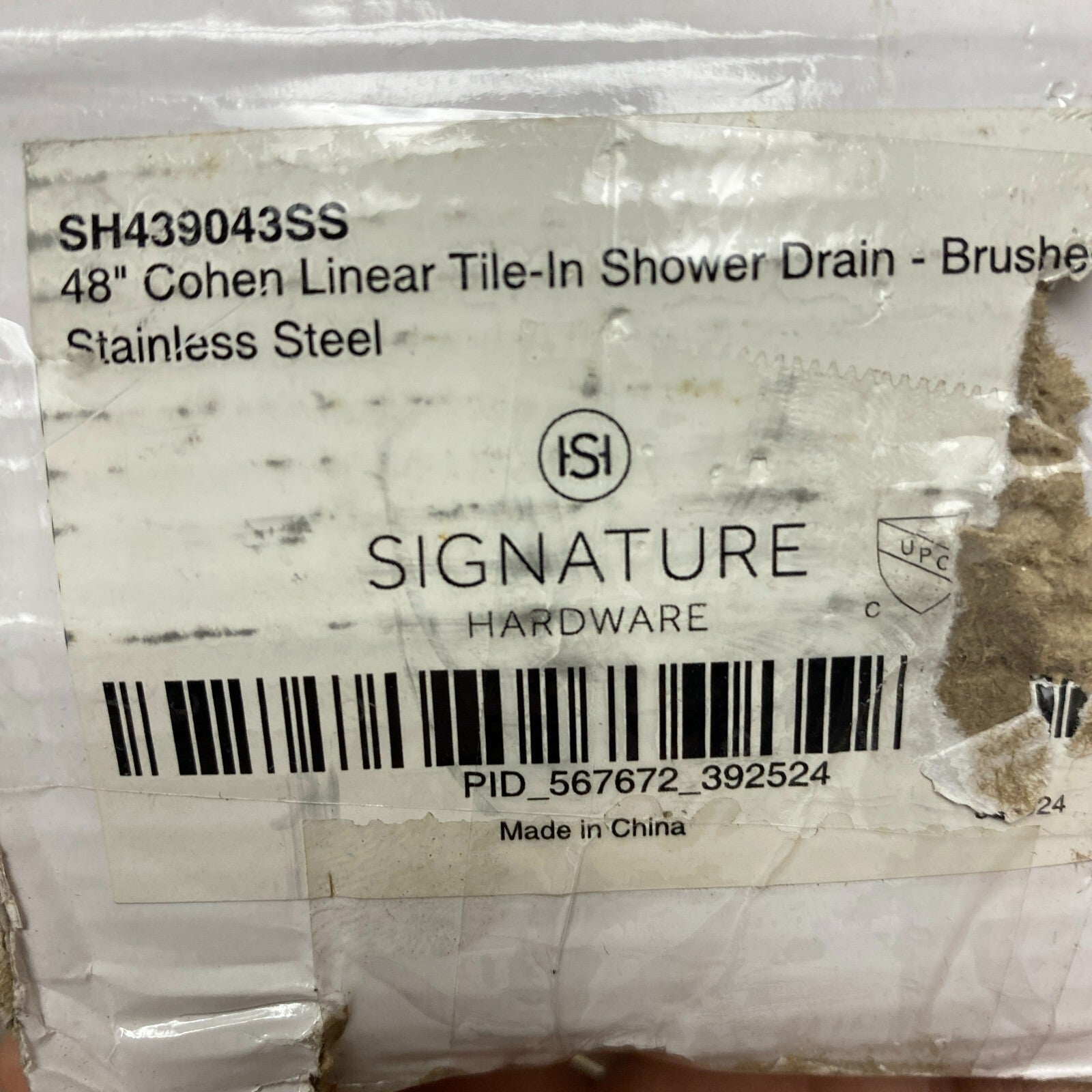 Signature Hardware 48" Cohen Linear Tile-In Shower Drain - Brushed Stainless S,,