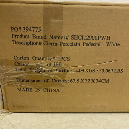 Signature Hardware Cierra Porcelain Pedestal Sink - 8" Centers - White