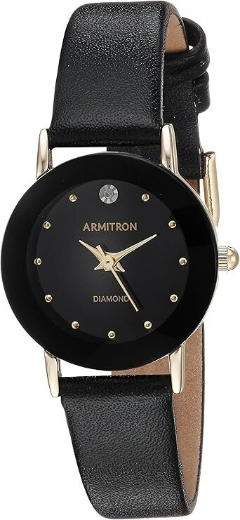 Armitron Women's 75/2447 Diamond-Accented Leather Strap Watch