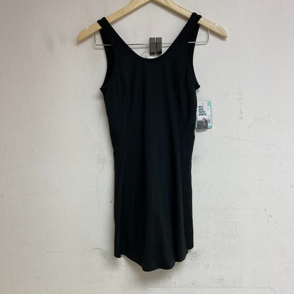 DSG Women's Flounce Dress Grounded Pure Black Sleeveless Solid DAW13328