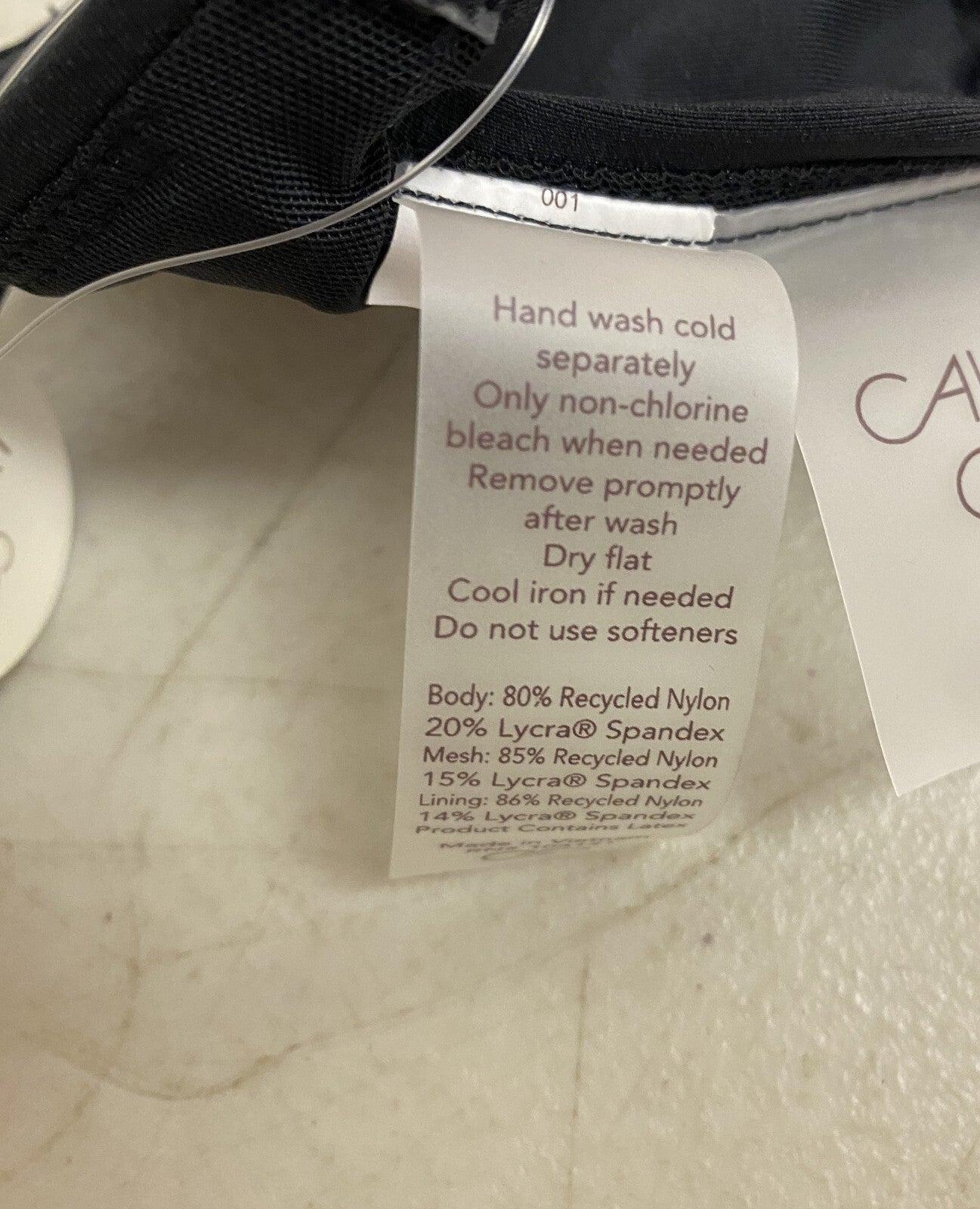 Calia Women's Swim Tie Back Racerback Low Support Bikini Top Pure Black WSA23200