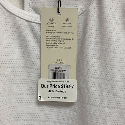 CALIA Women's Scoop Racer Tank Pure White Sleeveless Solid WAX11205XFS