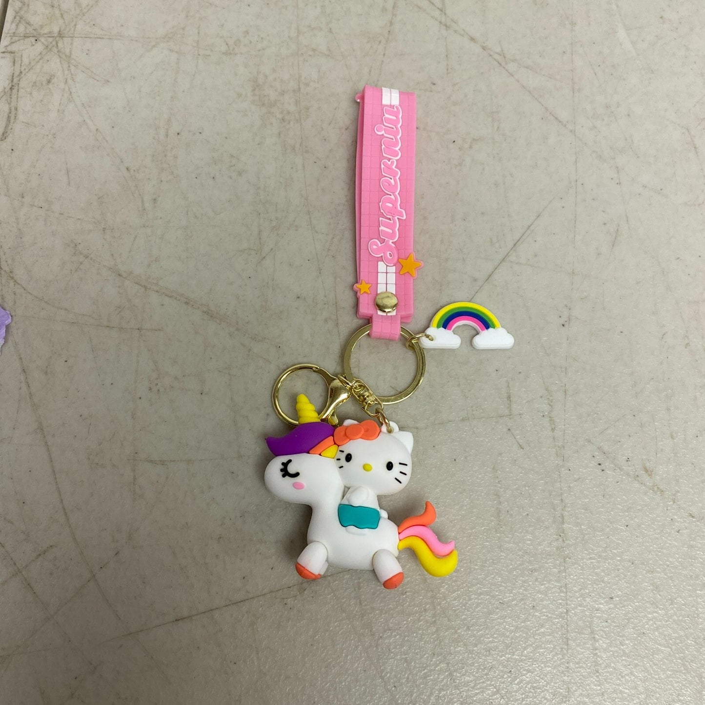 Assorted Silicone Hello Kitty Keychain Unicorn Ride Accessory