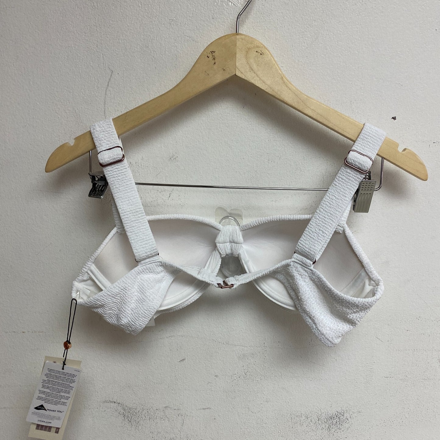 Calia Women's Swim Collection Knot Front Racerback Bikini Top White WSA23211N