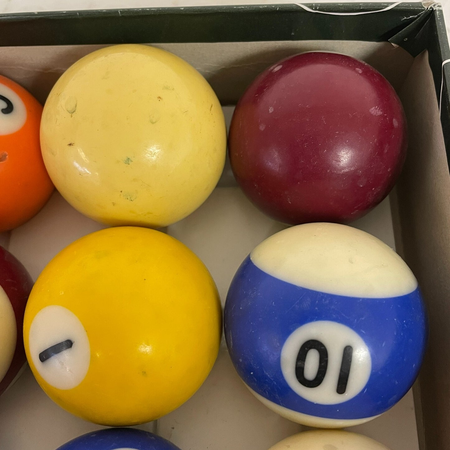 Vintage Billiard Pool Balls 2 1/4" Made in Belgium Replacement Box