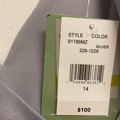 Danny & Nicole Women Short Sleeve Fit+Flare Tiered Maxi Dress Sz 14 Color Silver