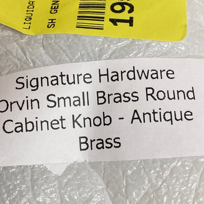 Signature Hardware 2 PACK Orvin Small Brass Round Cabinet Knob Antique Brass