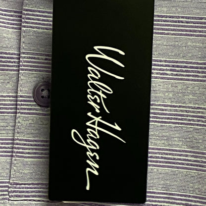 Walter Hagen Mens P11 Fine Line Textured Stipe Polo Bright Amethyst/White