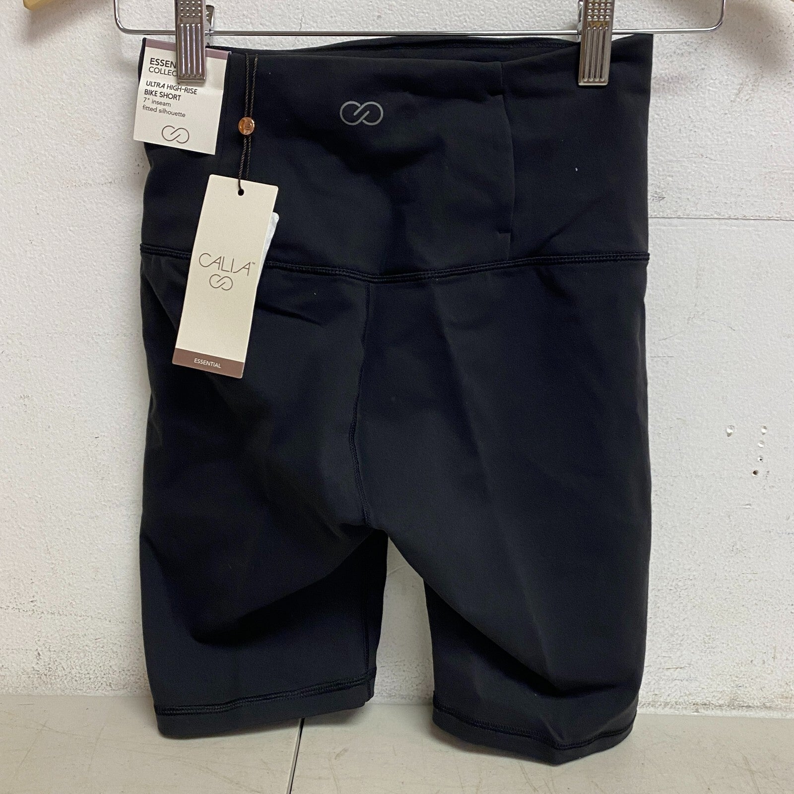 CALIA Women's 7 in Essential High-Rise Bike Short Pure Black Summer WAX12270FS