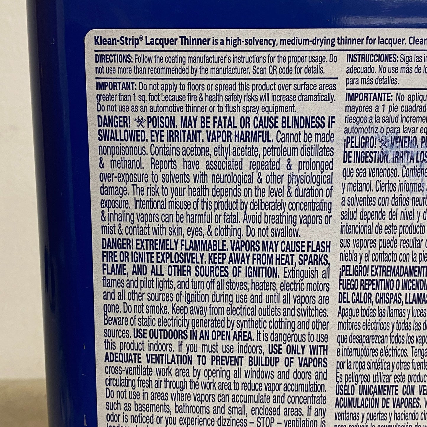 Klean Strip Lacquer Thinner High Solvency 1 Gallon J10087