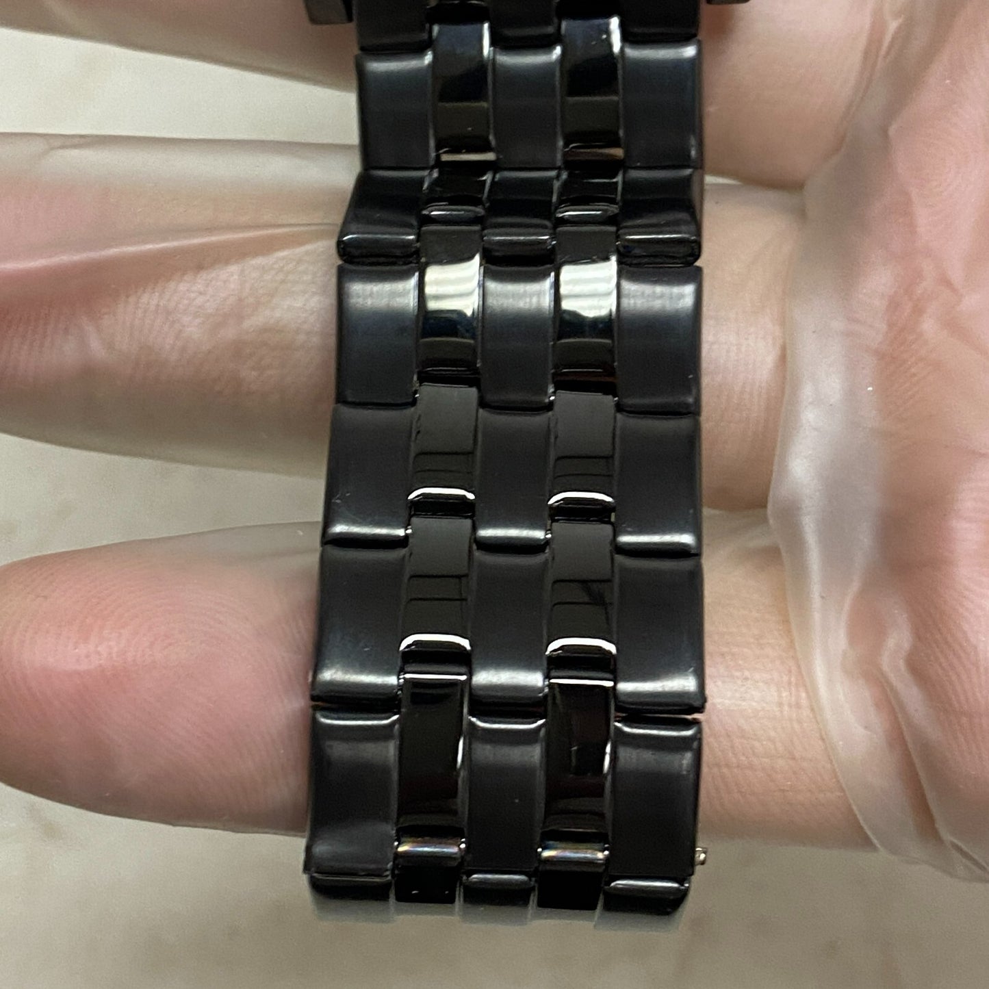 Armitron Steel Watch Men 42mm Black Round Dial 50M Stainless 6.5" 20/4962TI