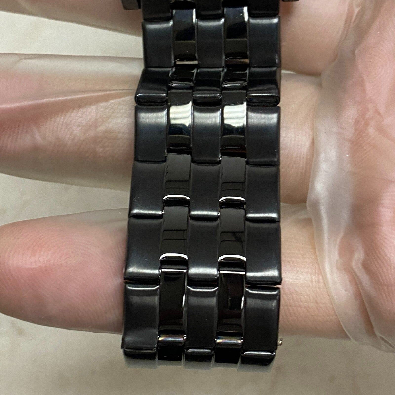 Armitron Steel Watch Men 42mm Black Round Dial 50M Stainless 6.5" 20/4962TI