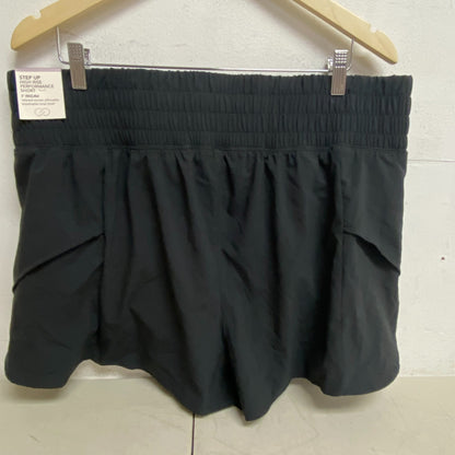 CALIA Performance Step Up Woven High Rise Petal Hem Short Pure Black WAX12259PRT