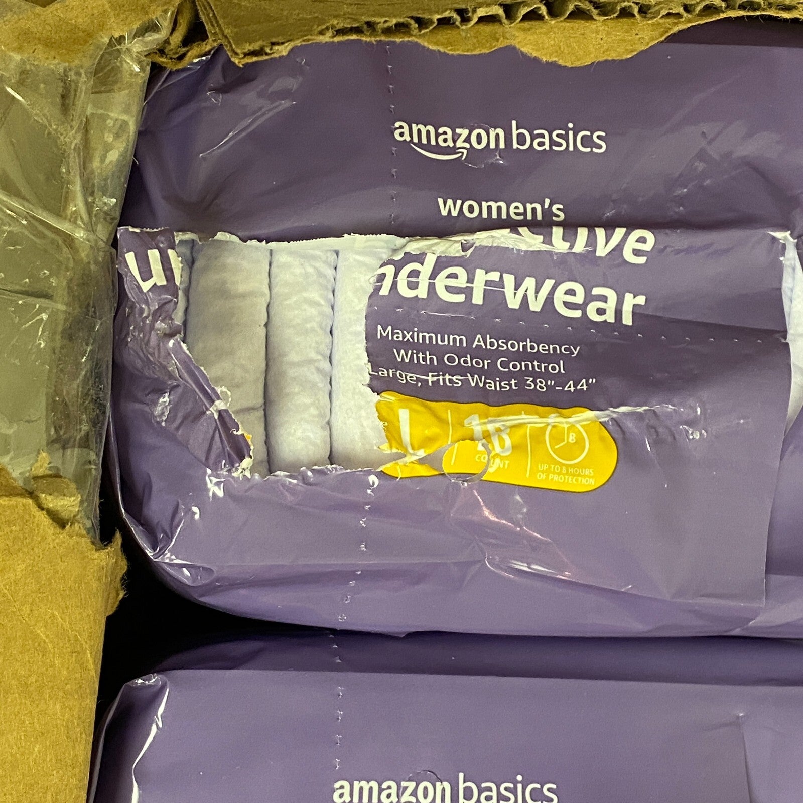 Basics Incontinence & Postpartum Underwear for Women, Large, 44 ct