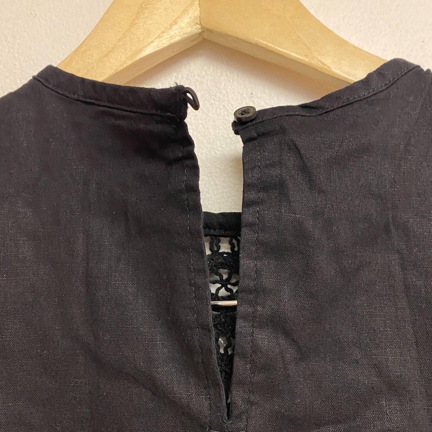 Ana a new approach sleeveless black roundneck see through chest open back Size S