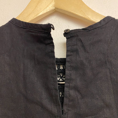 Ana a new approach sleeveless black roundneck see through chest open back Size S