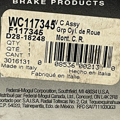 WAGNER WC117345 Rear Brake Wheel Cylinder 88-97 Ford Taurus Mercury Sable 13/16"
