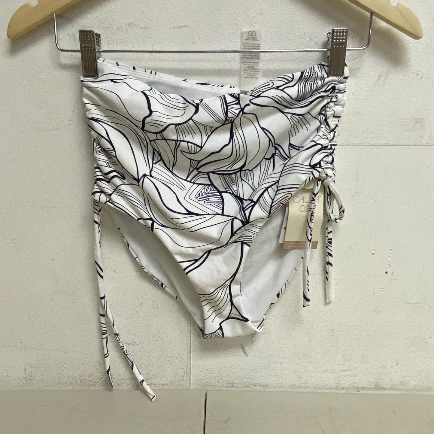 CALIA Women's Ruched Side Tie High Rise Bottom Pure White Multi WSA23410PRT