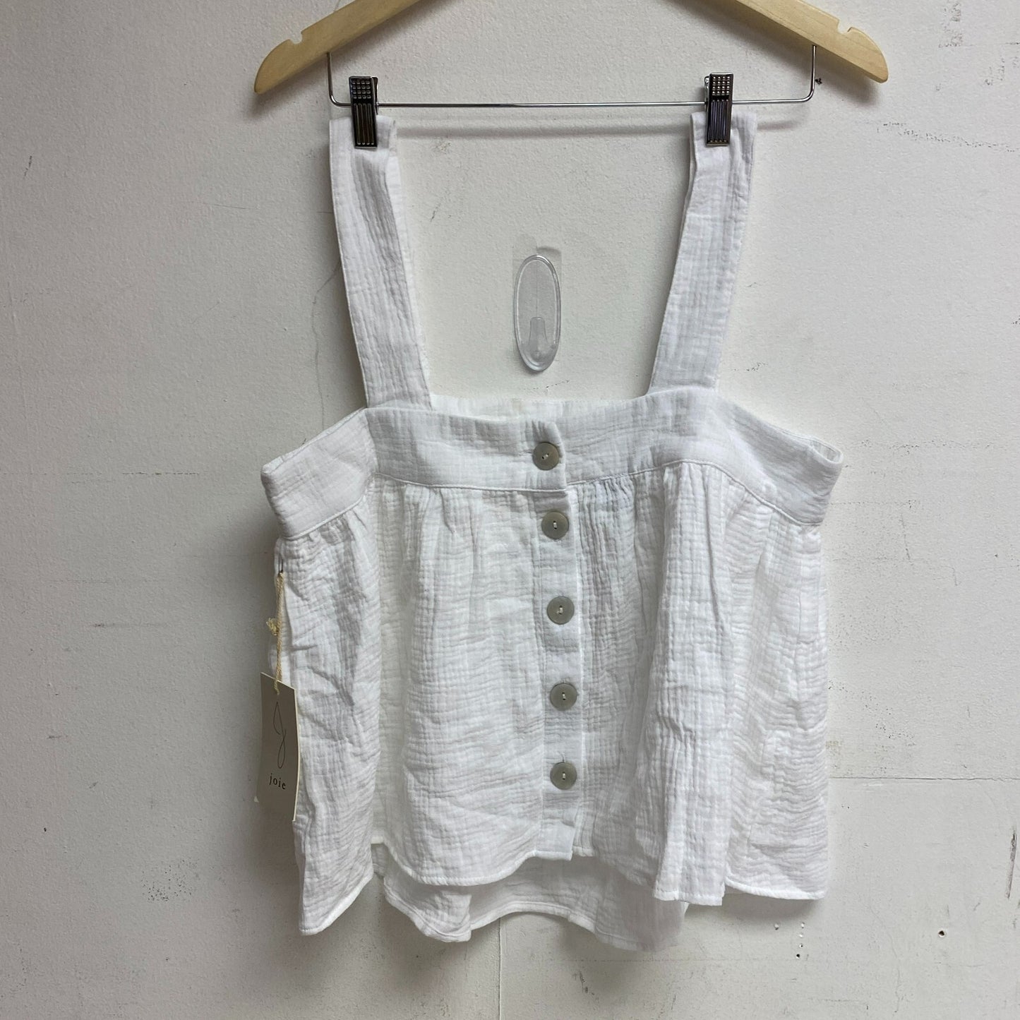 Joie White Gaze Boho Tank Top Button Back Thick Strap Casual Shirt Size Medium