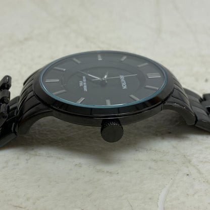 Armitron Steel Watch Men 42mm Black Round Dial 50M Stainless 6.5" 20/4962TI